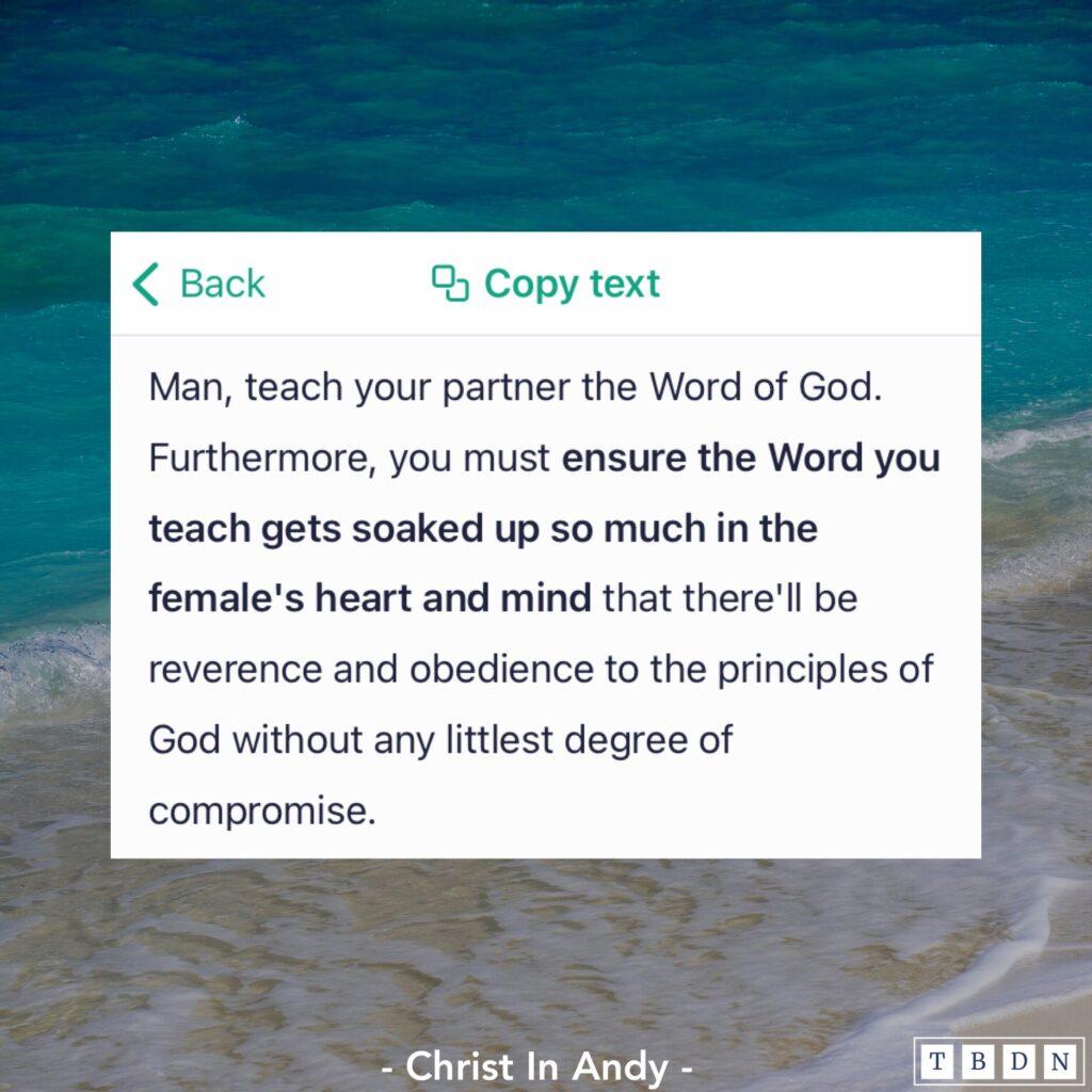 Man, Teach Your Partner The Word of God