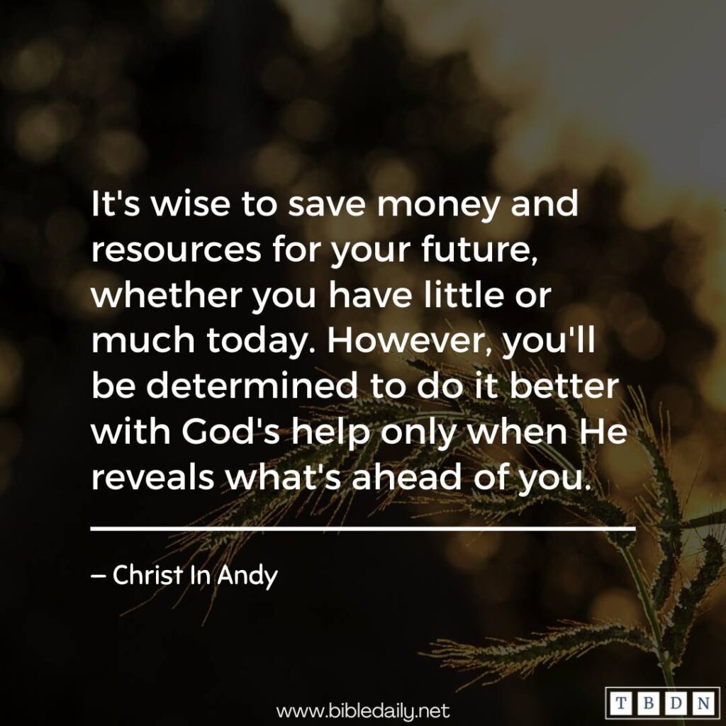 Devotional - Save money and resources for your future